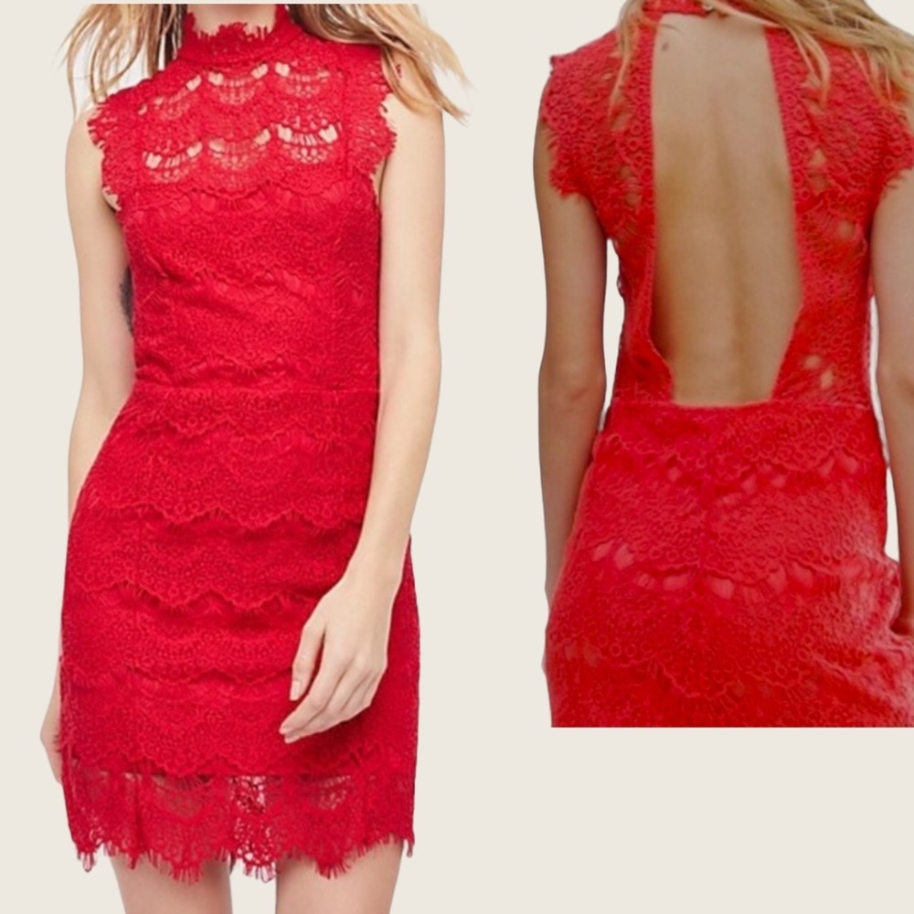 Sz M Free People Lace Backless Dress